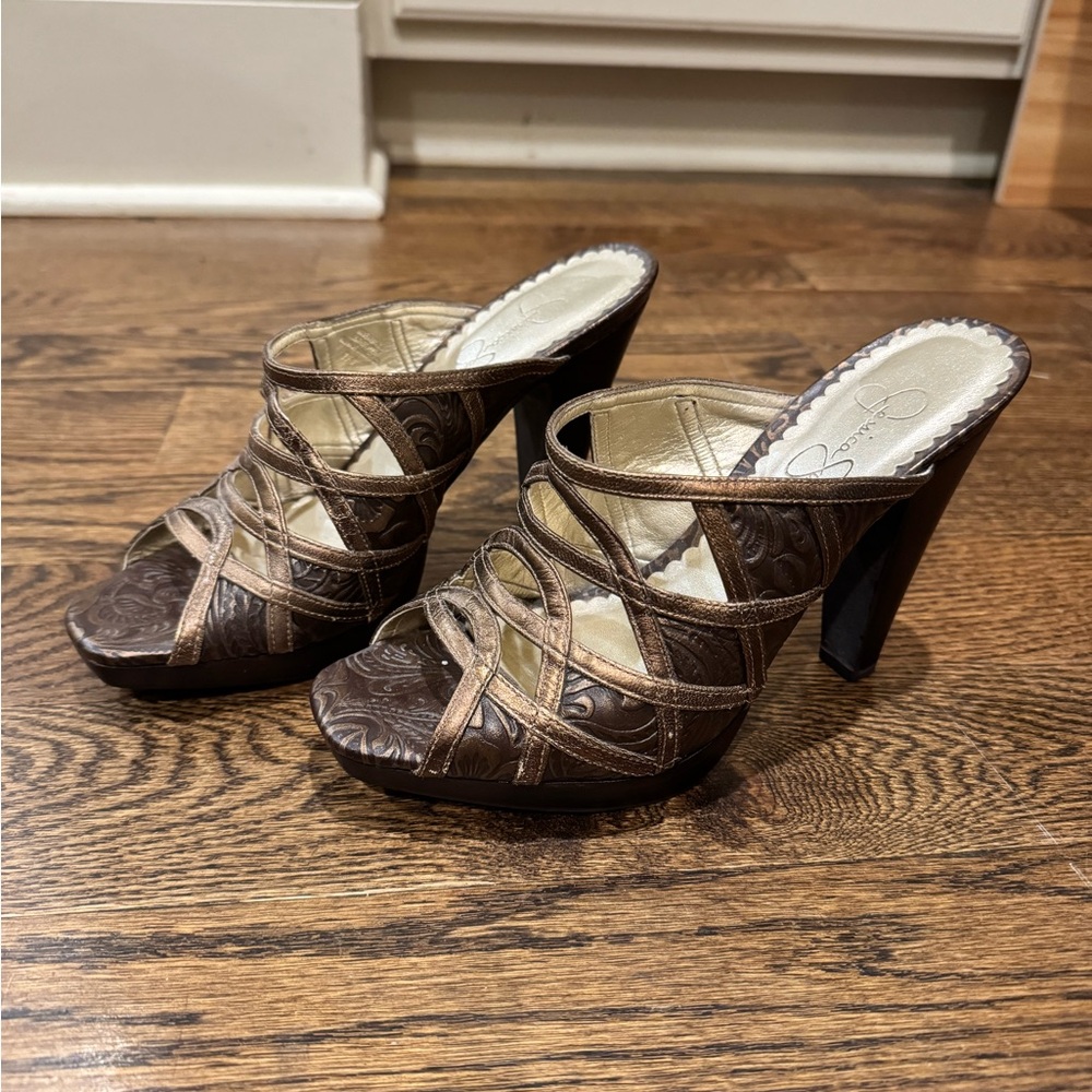 Jessica Simpson Brown Strappy Heels